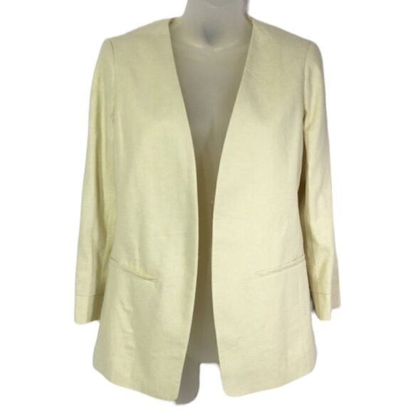 NEW Ann Taylor linen open front natural cream ivory blazer coat jacket NWT 00 - Picture 1 of 12